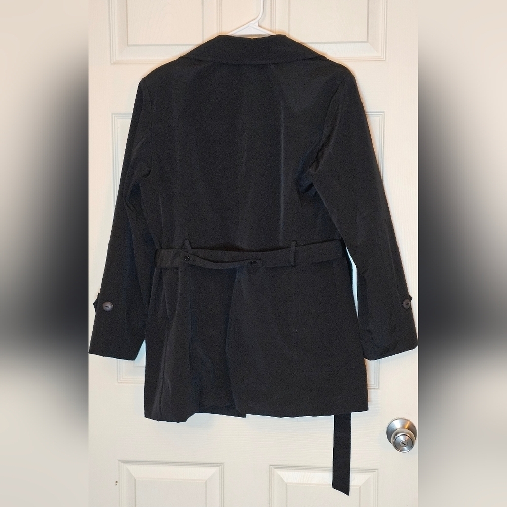 Carlo Briani Black Trench Coat | Classic Belted Vintage Style - Picture 3 of 5